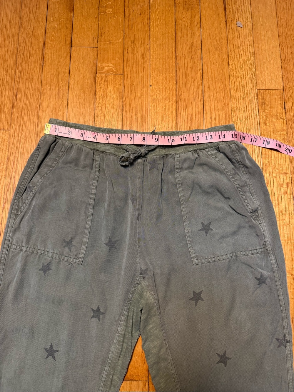 Vintage Havana Olive‎ Green Star-Print Jogger Pants 100% Tencel Size L - Picture 5 of 9